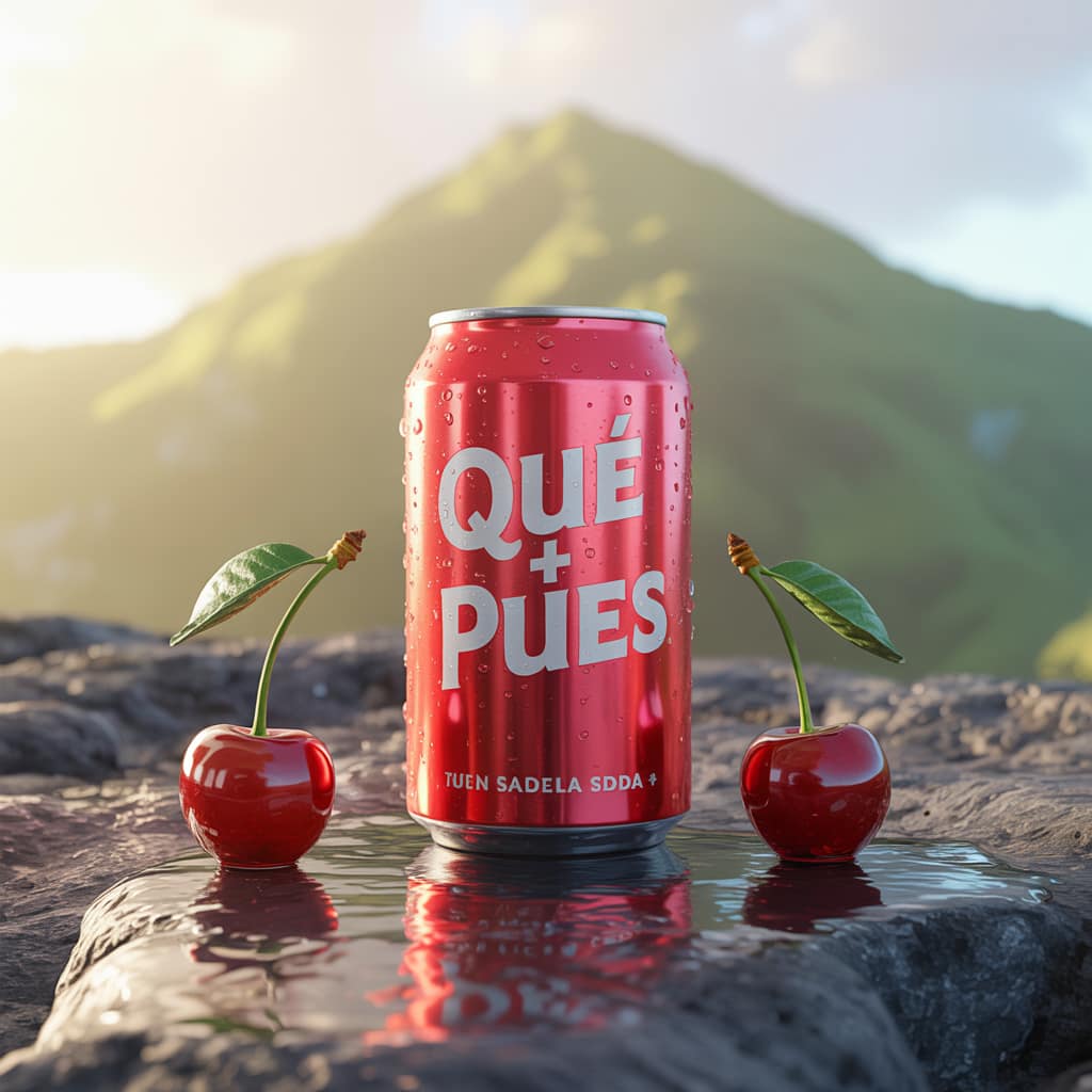 פחית שתייה מול נוף של הר